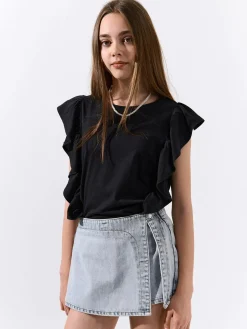 GATE Bawełniana koszulka z falbankami|Dzieci Dziewczynki·Koszulki I Topy