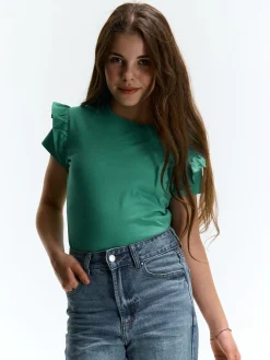 GATE Bawełniana koszulka z falbankami|Dzieci Dziewczynki·Koszulki I Topy