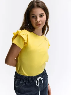 GATE Bawełniana koszulka z falbankami|Dzieci Dziewczynki·Koszulki I Topy