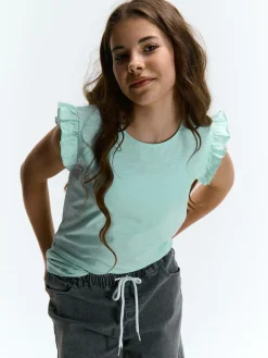 GATE Bawełniana koszulka z falbankami|Dzieci Dziewczynki·Koszulki I Topy