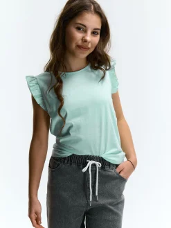 GATE Bawełniana koszulka z falbankami|Dzieci Dziewczynki·Koszulki I Topy