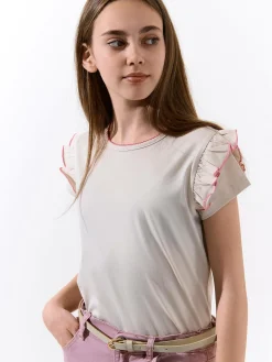 GATE Bawełniana koszulka z falbankami|Dzieci Dziewczynki·Koszulki I Topy