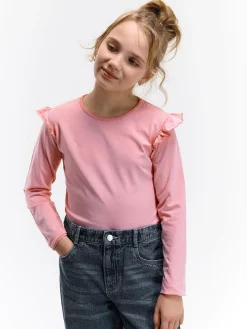 GATE Bawełniana koszulka z falbankami|Dzieci Dziewczynki·Koszulki I Topy