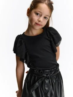 GATE Bawełniana koszulka z falbankami|Dzieci Dziewczynki·Koszulki I Topy