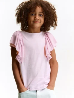 GATE Bawełniana koszulka z falbankami|Dzieci Dziewczynki·Koszulki I Topy