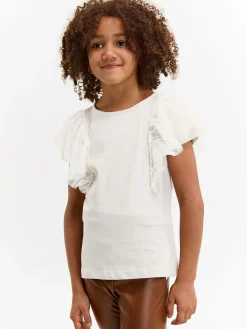 GATE Bawełniana koszulka z falbankami|Dzieci Dziewczynki·Koszulki I Topy