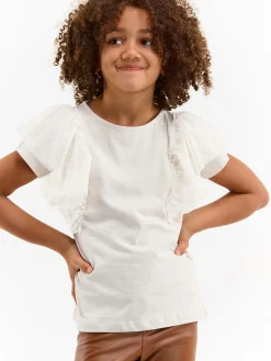 GATE Bawełniana koszulka z falbankami|Dzieci Dziewczynki·Koszulki I Topy