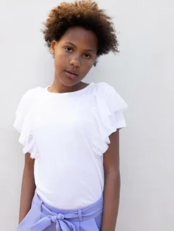 GATE Bawełniana koszulka z falbankami|Dzieci Dziewczynki·Koszulki I Topy