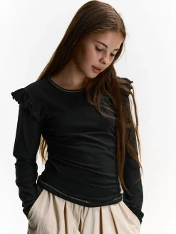 GATE Bawełniana koszulka z falbankami|Dzieci Dziewczynki·Koszulki I Topy