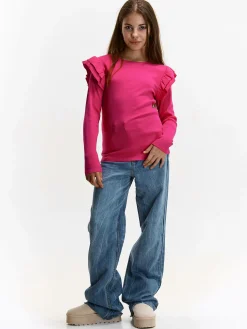 GATE Bawełniana koszulka z falbankami|Dzieci Dziewczynki·Koszulki I Topy