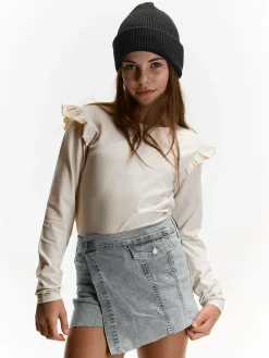 GATE Bawełniana koszulka z falbankami|Dzieci Dziewczynki·Koszulki I Topy