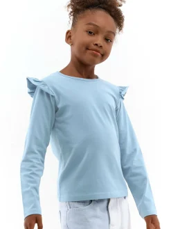 GATE Bawełniana koszulka z falbankami|Dzieci Dziewczynki·Koszulki I Topy