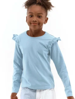 GATE Bawełniana koszulka z falbankami|Dzieci Dziewczynki·Koszulki I Topy