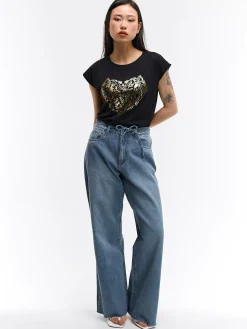 GATE Bawełniana koszulka z foliowym nadrukiem| Koszulki I Topy·Koszulki|Koszulki I Topy·Koszulki Z Nadrukiem