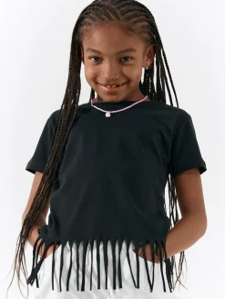 GATE Bawełniana koszulka z frędzlami|Dzieci Dziewczynki·Koszulki I Topy