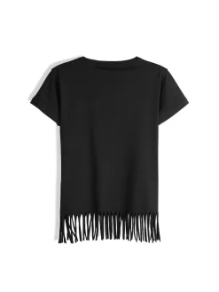 GATE Bawełniana koszulka z frędzlami|Dzieci Dziewczynki·Koszulki I Topy