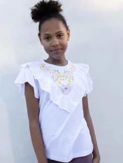 GATE Bawełniana koszulka z haftem|Dzieci Dziewczynki·Koszulki I Topy