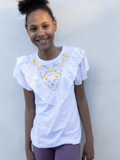 GATE Bawełniana koszulka z haftem|Dzieci Dziewczynki·Koszulki I Topy