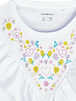 GATE Bawełniana koszulka z haftem|Dzieci Dziewczynki·Koszulki I Topy