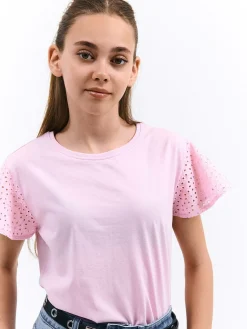 GATE Bawełniana koszulka z koronką|Dzieci Dziewczynki·Koszulki I Topy