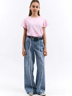 GATE Bawełniana koszulka z koronką|Dzieci Dziewczynki·Koszulki I Topy