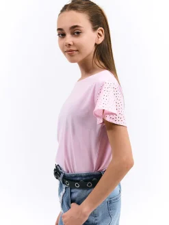 GATE Bawełniana koszulka z koronką|Dzieci Dziewczynki·Koszulki I Topy