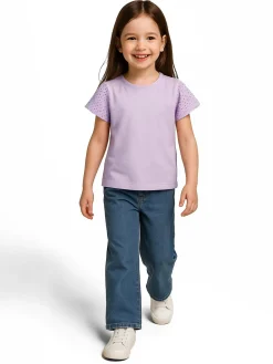 GATE Bawełniana koszulka z koronką|Dzieci Dziewczynki·Koszulki I Topy