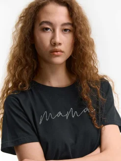 GATE Bawełniana koszulka z kryształkami| Koszulki I Topy·Koszulki