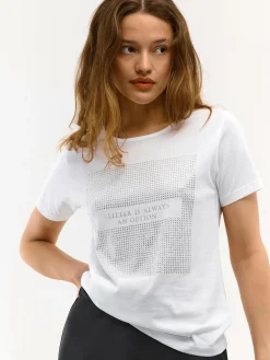 GATE Bawełniana koszulka z kryształkami| Koszulki I Topy·Koszulki