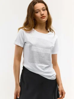 GATE Bawełniana koszulka z kryształkami| Koszulki I Topy·Koszulki