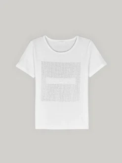 GATE Bawełniana koszulka z kryształkami| Koszulki I Topy·Koszulki