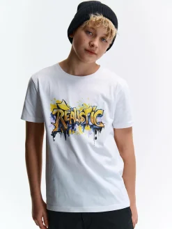 GATE Bawełniana koszulka z nadrukiem|Dzieci Chłopcy·Koszulki