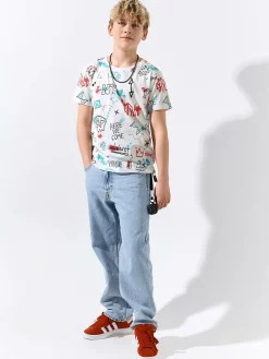 GATE Bawełniana koszulka z nadrukiem|Dzieci Chłopcy·Koszulki