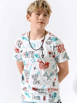 GATE Bawełniana koszulka z nadrukiem|Dzieci Chłopcy·Koszulki