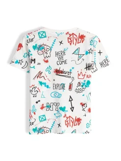 GATE Bawełniana koszulka z nadrukiem|Dzieci Chłopcy·Koszulki