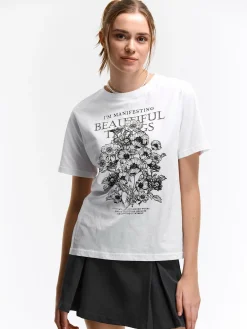 GATE Bawełniana koszulka z nadrukiem| Koszulki I Topy·Koszulki|Koszulki I Topy·Koszulki Z Nadrukiem