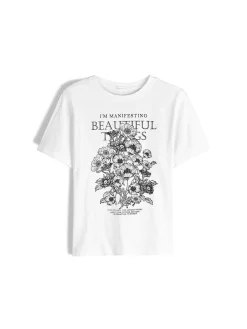 GATE Bawełniana koszulka z nadrukiem| Koszulki I Topy·Koszulki|Koszulki I Topy·Koszulki Z Nadrukiem