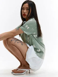 GATE Bawełniana koszulka z nadrukiem| Koszulki I Topy·Koszulki