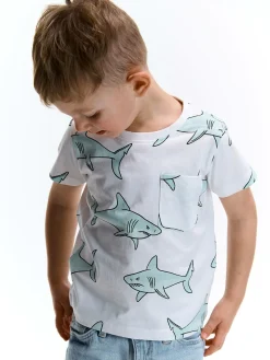 GATE Bawełniana koszulka z nadrukiem|Dzieci Chłopcy·Koszulki