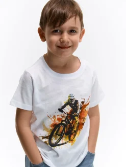 GATE Bawełniana koszulka z nadrukiem|Dzieci Chłopcy·Koszulki