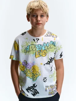 GATE Bawełniana koszulka z nadrukiem|Dzieci Chłopcy·Koszulki