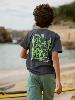 GATE Bawełniana koszulka z nadrukiem|Dzieci Chłopcy·Koszulki