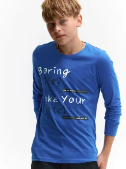 GATE Bawełniana koszulka z nadrukiem|Dzieci Chłopcy·Koszulki