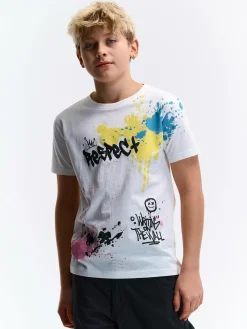 GATE Bawełniana koszulka z nadrukiem|Dzieci Chłopcy·Koszulki