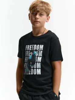 GATE Bawełniana koszulka z nadrukiem|Dzieci Chłopcy·Koszulki