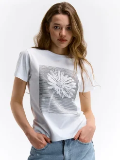 GATE Bawełniana koszulka z nadrukiem| Koszulki I Topy·Koszulki|Koszulki I Topy·Koszulki Z Nadrukiem