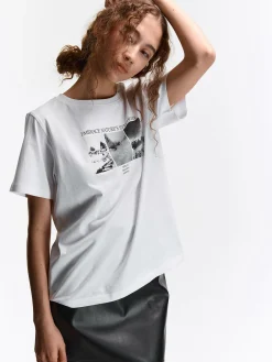 GATE Bawełniana koszulka z nadrukiem| Koszulki I Topy·Koszulki|Koszulki I Topy·Koszulki Z Nadrukiem