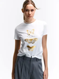 GATE Bawełniana koszulka z nadrukiem| Koszulki I Topy·Koszulki|Koszulki I Topy·Koszulki Z Nadrukiem