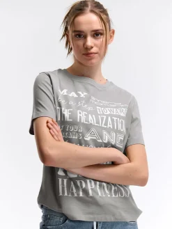 GATE Bawełniana koszulka z nadrukiem| Koszulki I Topy·Koszulki|Koszulki I Topy·Koszulki Z Nadrukiem