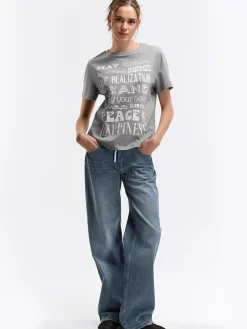 GATE Bawełniana koszulka z nadrukiem| Koszulki I Topy·Koszulki|Koszulki I Topy·Koszulki Z Nadrukiem